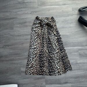 Ganni Black and Tan Leopard Maxi Skirt